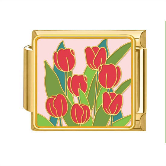Red Roses on Gold
