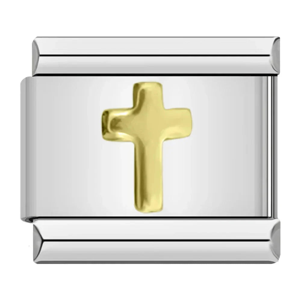 Gold Cross on Silver