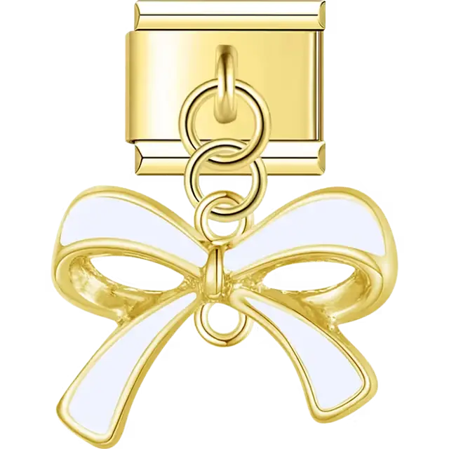 Gold White Bow